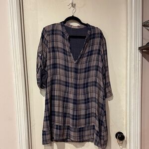 CP Shades Navy and lavender double lined Regina Plaid Tunic: S